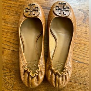 Tory Burch Minnie Leather Logo Travel Ballerina Flats